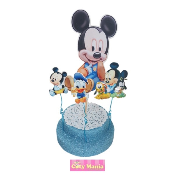 Coty Mania Adorno Torta Gibreado Mickey Bebe Celeste